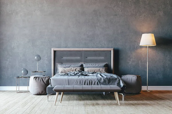 美しいベッドルーム インテリアのセットアップの レンダリング — ストック写真