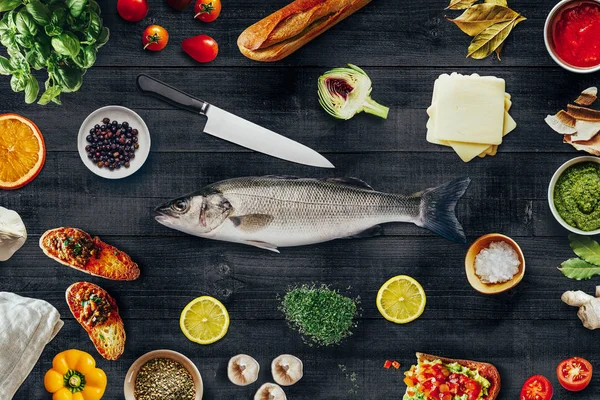 Foto Van Het Bovenaanzicht Van Verse Ingrediënten Voor Een Gezonde — Stockfoto