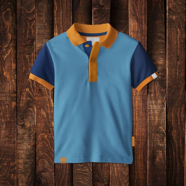 Polo Shirt Mockup Fundo Madeira — Fotografia de Stock
