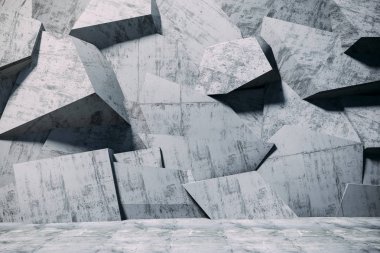 3D render soyut beton duvar