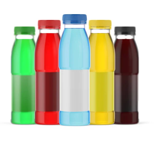 Färsk Juice Flaskor Vit Bakgrund — Stockfoto