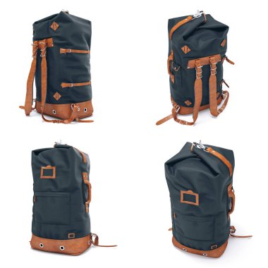 Beyaz arka plan üzerinde 3D vintage sırt çantası