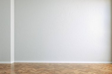 3D iç boş duvar ve ahşap zemin ile render