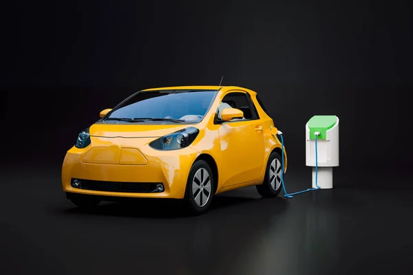 Renderizado Coche Eléctrico Ciudad Pequeña — Foto de Stock