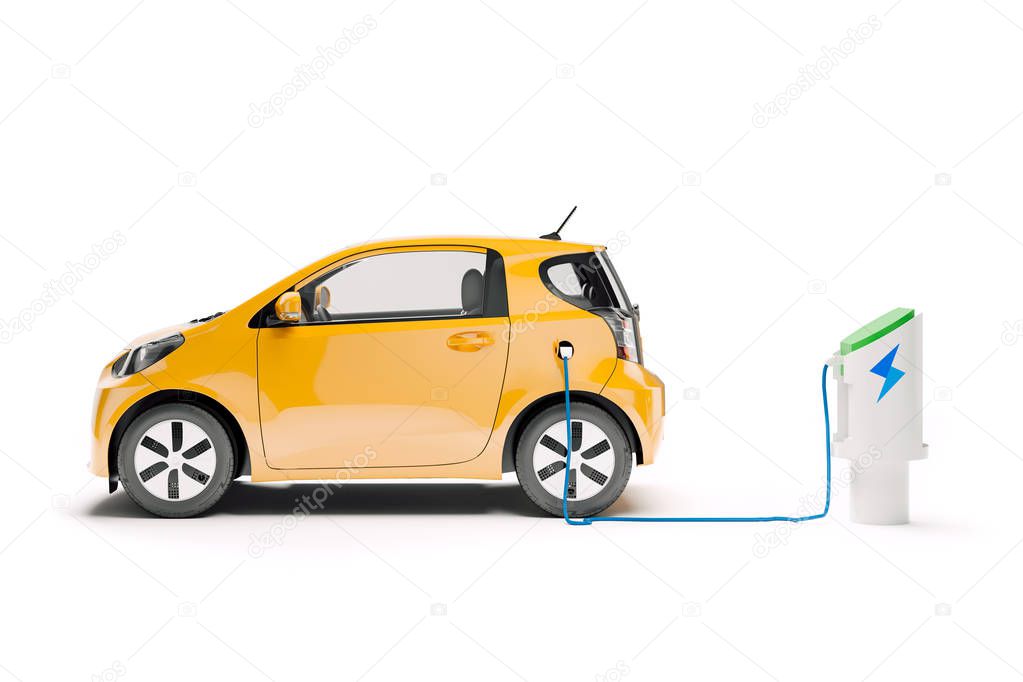 3d render of small city electric car