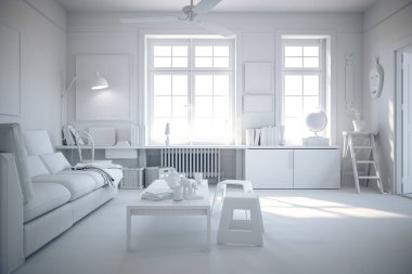 güzel beyaz iç yok dokular ile 3D render