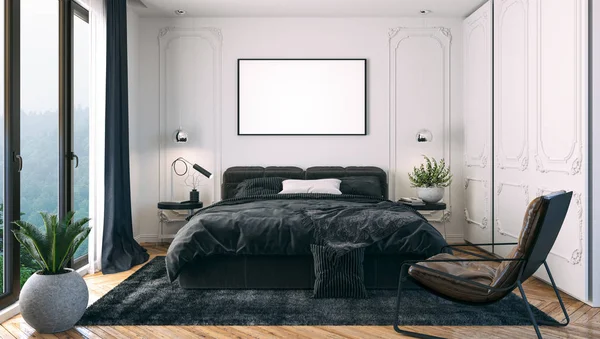 Render Sypialni Piękne Wnętrza — Zdjęcie stockowe