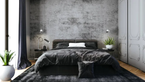 Render Beautiful Bedroom Interior — Stock Photo, Image