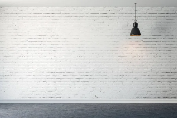 Habitación Con Pared Ladrillo Blanco Lámpara Techo —  Fotos de Stock