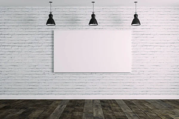 Room White Brick Wall Ceiling Lamp — Stock Photo, Image