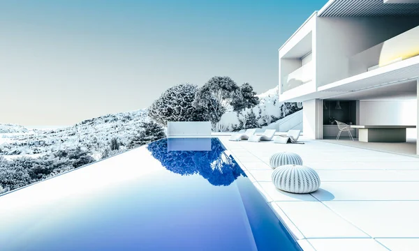 Renderizado Hermosa Casa Moderna Exterior — Foto de Stock