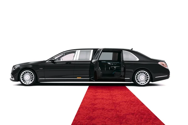 Render Luxury Limousine Car Red Carpet — Stock Photo, Image