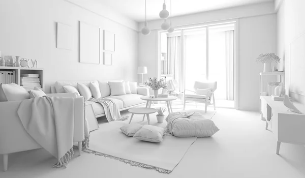 3d render of beautiful interior render setup