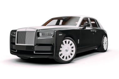 lüks sedan araba beyaz arka plan üzerinde 3D render