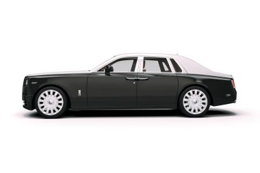 lüks sedan araba beyaz arka plan üzerinde 3D render