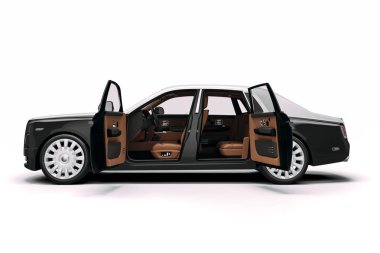 lüks sedan araba beyaz arka plan üzerinde 3D render
