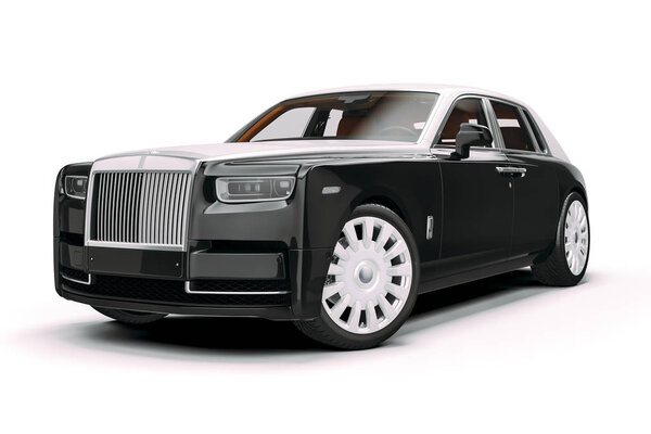 3d render of luxury limousine car on white background