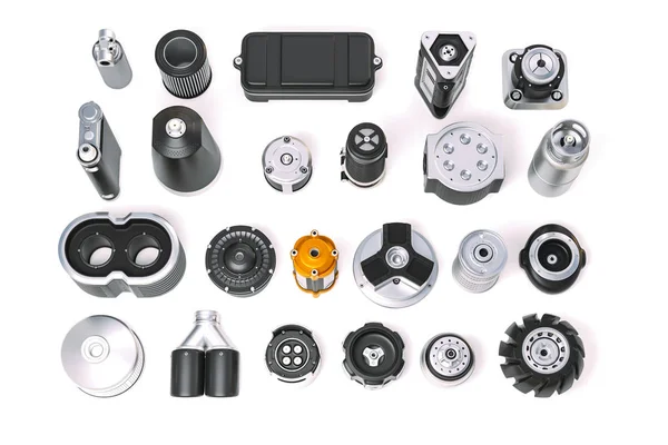 Collection Individual Industrial Parts Elements — Stock Photo, Image