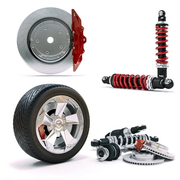 Brakes Shock Absorber Wheel White Background — Stock Photo, Image