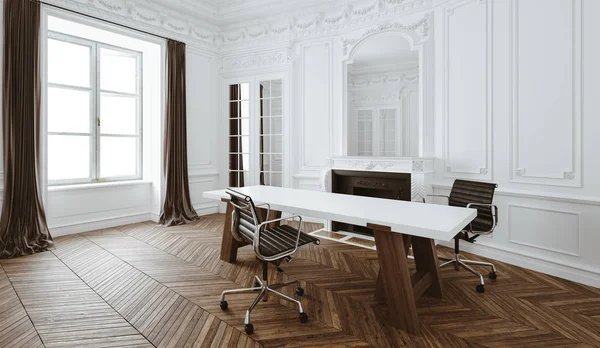 Render Beautiful Classic Interior Office — Stock Photo, Image