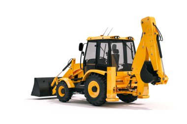 Beyaz arka plan üzerinde 3d kazıcı yükleyici