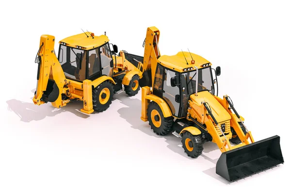 Backhoe Carregador Fundo Branco — Fotografia de Stock