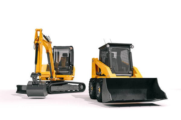 3d bulldozer on white backgorund