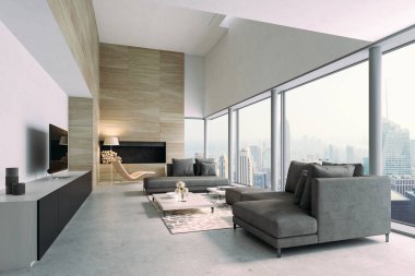 3d güzel iç oturma odası render