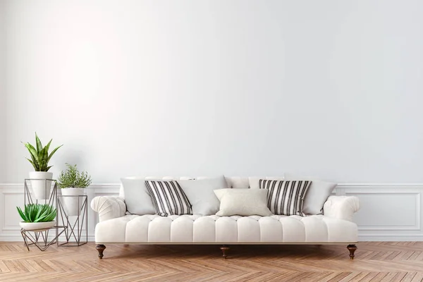 Schönes Interieur Mit Couch Und Zimmerpflanze — Stockfoto