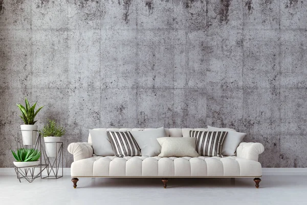 Kanepe ve ev bitki ile 3d güzel iç