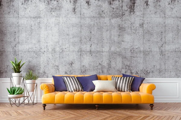 Kanepe ve ev bitki ile 3d güzel iç