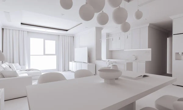 3d render of beautiful interior render