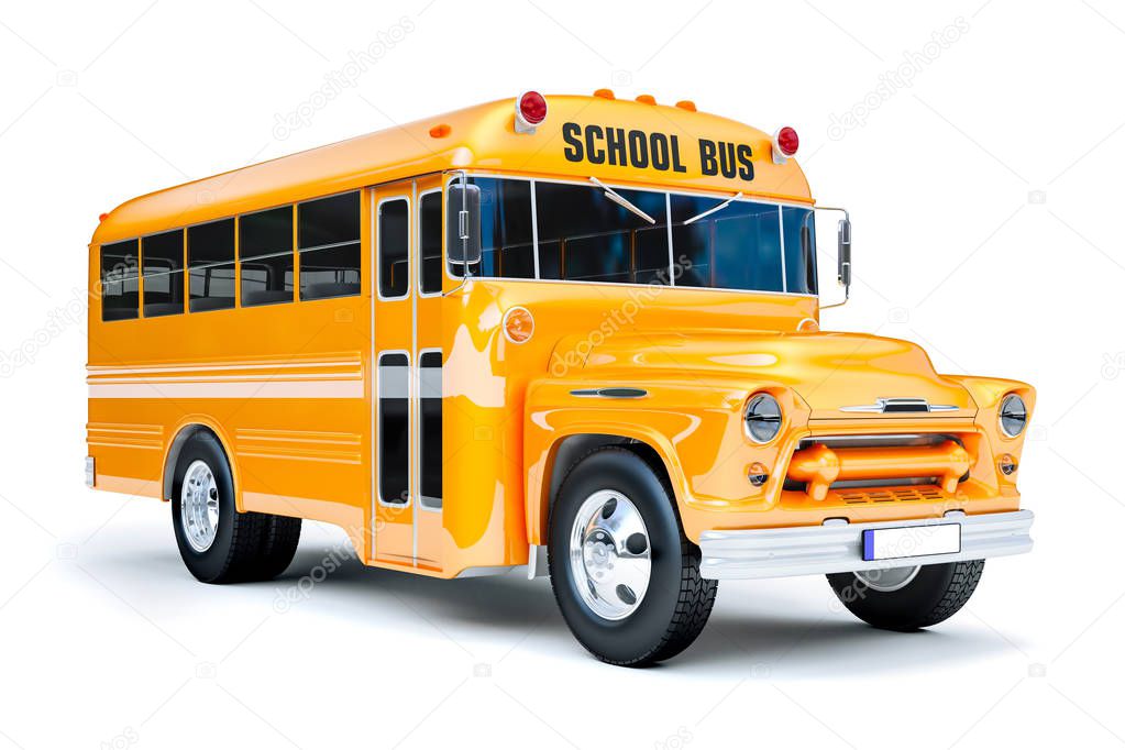 3d school bus on white background
