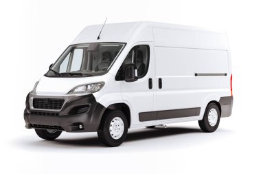 3d render of white van vehicle on white background clipart