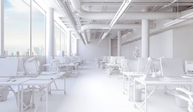 3D modern ofis içi