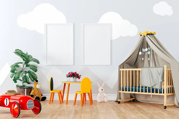 Weergave Van Mooie Kinderkamer Interieur Speelgoed — Stockfoto