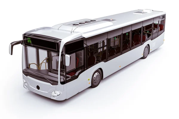 Візуалізація Нового Міського Автобуса Білому Тлі — стокове фото