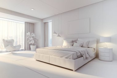 3D güzel yatak odası iç mekan.
