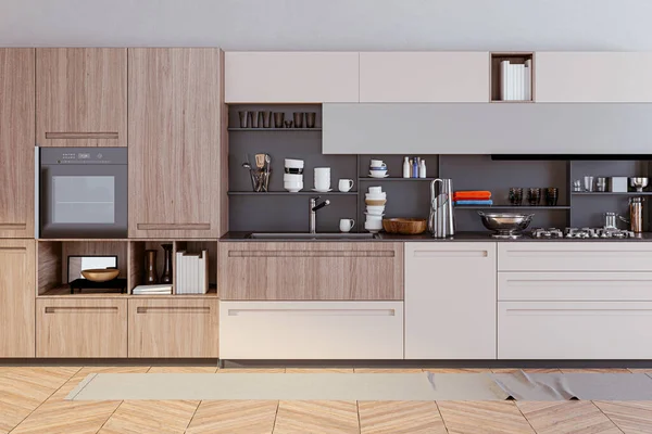 Rendering Bella Cucina Moderna — Foto Stock