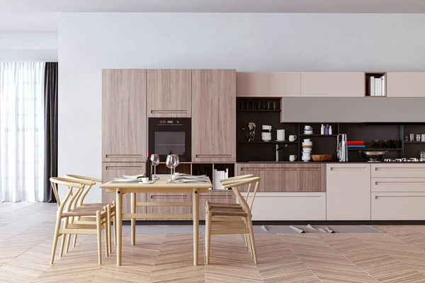 Vykreslení Krásné Moderní Kuchyně — Stock fotografie