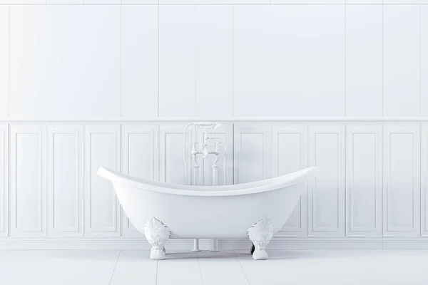 Łazienka Wanną Białą Ścianą — Zdjęcie stockowe