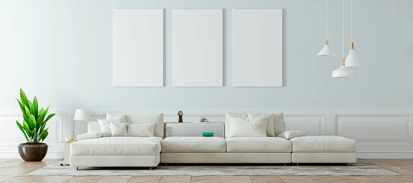 Render Beautiful Clean Nterior Sofa — Stock Photo, Image