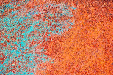 Grunge deniz mavisi ve turuncu arka plan. Beton yüzey ile doygun renklere boyanmış.