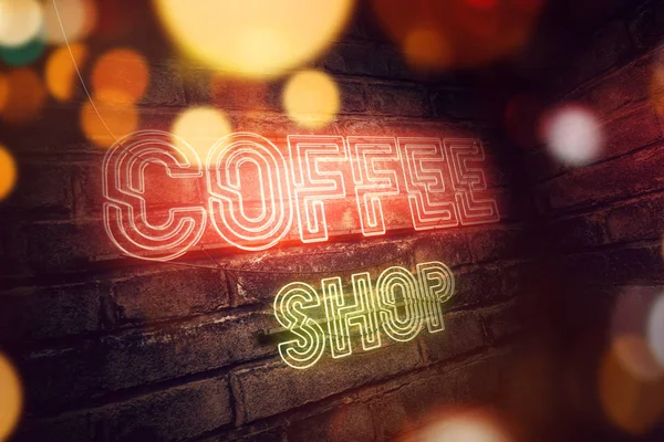 Coffee Shop Neon Sign, abstract 3d rendering illustration