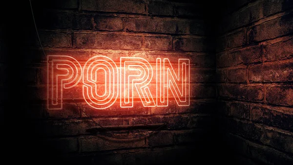 Porn Neonskylt Konceptuell Rendering Illustration — Stockfoto