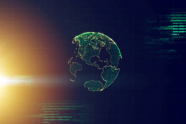 世界的なグローバル ビジネス概念的な背景 暗い青色の背景 イラスト上に抽象的な地球世界地図 — ストック写真