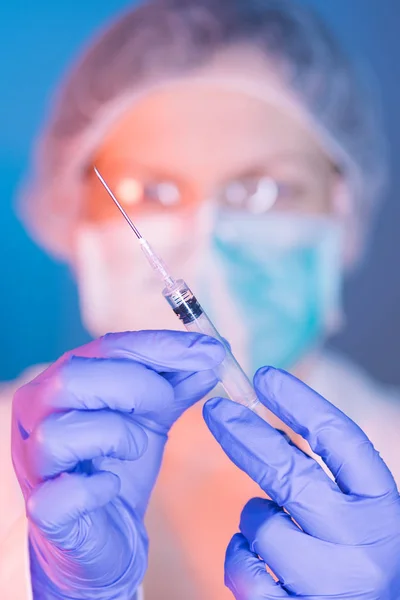 Concepto Vacunación Mmr Con Médico Jeringa Hospital —  Fotos de Stock