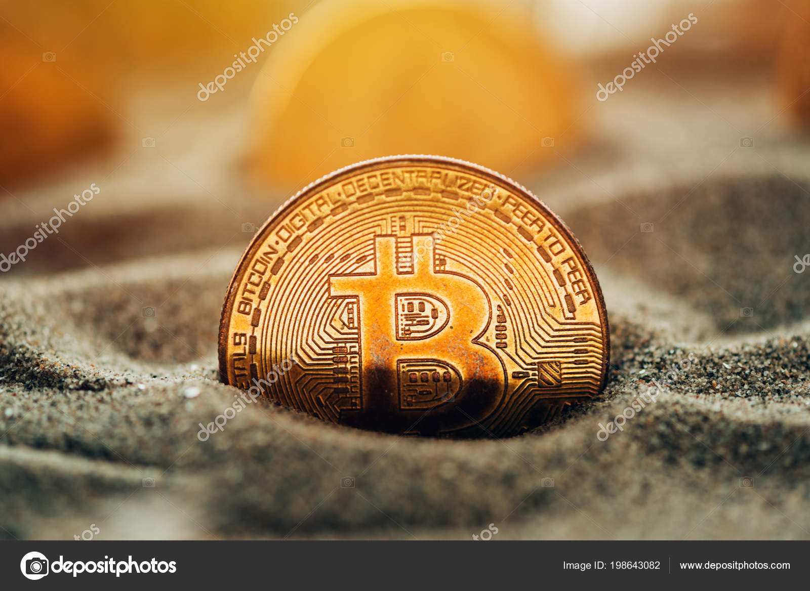 Bitcoin Cryptocurrency Coins Buried Sand Conceptual Image Crypto Mining  Newly — Stock Photo © stevanovicigor #198643082