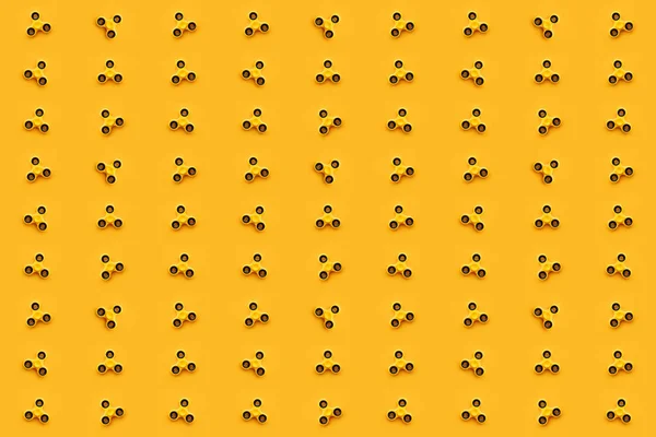 Seamless Pattern Background Yellow Fidget Spinner Toy Same Color Backdrop — Stock Photo, Image