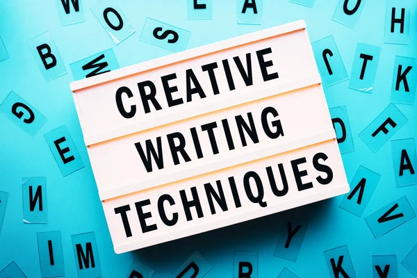 Conceito Técnicas Escrita Criativa Letras Lightbox — Fotografia de Stock